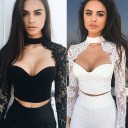 Top court pour femmes avec des manches en dentelle 3