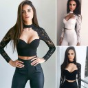 Top court pour femmes avec des manches en dentelle 4