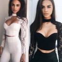 Top court pour femmes avec des manches en dentelle 5