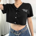Top crop feminino com botões 3