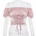 Top crop feminino com cordão B393 3