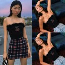 Top crop peloso nero da donna 1