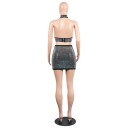 Top cropped brilhante e saia femininos 4