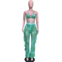 Top cropped de praia feminino e calças A2843 2