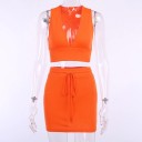 Top cropped e saia femininos B983 1