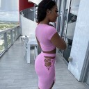 Top cropped feminino e calções B1191 1