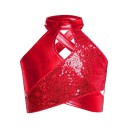 Top da danza per ragazze con scollo halter, parte anteriore incrociata e paillettes, crop top in poliestere per jazz e coreografie moderne 4