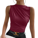 Top da Donna con Scollo Rotondo e Spalline Larghe Top Estivo Monocromatico in Poliestere e Spandex per un Comodo Uso Quotidiano 9