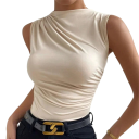 Top da Donna con Scollo Rotondo e Spalline Larghe Top Estivo Monocromatico in Poliestere e Spandex per un Comodo Uso Quotidiano 4