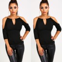Top da donna con spalle scoperte nero 1