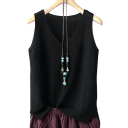 Top da donna in maglia senza maniche con scollatura a V Elegante canotta in maglia leggera a taglio libero Top estivo per l'ufficio e il tempo libero 3