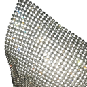 Top da donna monocolore semi-trasparente con strass scollatura a V spalline sottili in poliestere leggero 4