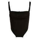 Top damă crop uni cu decolteu rotund, bretele subțiri, poliester, spandex, elastic, modern, top de vară 1