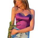 Top damă cu decolteu rotund fără bretele, croi corset, uni, din poliester și bumbac 9