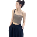 Top damă de tip cămașă fără mâneci, mărime universală, uni, bretele subțiri, decolteu rotund, material poliester bumbac, top de bază 2