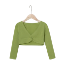 Top de dança para meninas com mangas longas em algodão e elastano, roupa elástica para ballet, ginástica e treino de dança 8