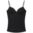 Top de mujer de color sólido con escote en V y tirantes finos, blusa ligera de poliéster, corte cómodo para el verano, ideal 6