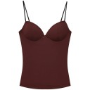 Top de mujer de color sólido con escote en V y tirantes finos, blusa ligera de poliéster, corte cómodo para el verano, ideal 1