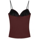 Top de mujer de color sólido con escote en V y tirantes finos, blusa ligera de poliéster, corte cómodo para el verano, ideal 2