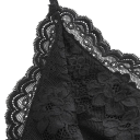 Top de renda feminino com alças finas Decote em V Laço no pescoço Top elegante de poliéster e spandex 3