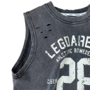 Top de Verão para Rapazes Sem Mangas 100% Algodão Top Perfurado Respirável com Impressão e Inscrição Top Desportivo Estiloso Várias Cores 2