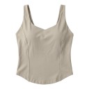 Top deportivo femenino con relleno y tirantes anchos con costuras moldeadoras y dobladillo redondeado para yoga, pilates y fitness 6