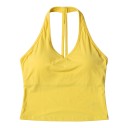Top desportivo feminino com decote em V e costas abertas com duas tiras no meio das costas para yoga, pilates e fitness 1