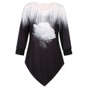 Top donna bianco e nero con fiore 1