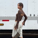 Top due pezzi donna marrone 3