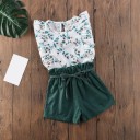 Top e calções florais para meninas L1119 2