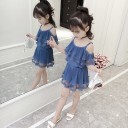 Top e pantaloni corti da ragazza L1404 3