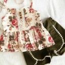 Top e pantaloni corti da ragazza L1431 1