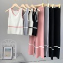 Top e pantaloni lavorati a maglia da donna 2