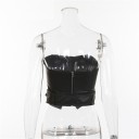 Top en cuir pour femmes sans bretelles 2