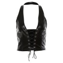 Top en simili cuir pour femmes avec lacets 1