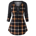 Top largo de mujer con estampado de cuadros 5