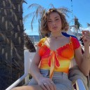Top na ruffles pour femmes orange 1