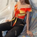 Top na ruffles pour femmes orange 2