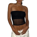 Top negro sin mangas para mujer, top semitransparente de poliéster, modelo elegante y ligero 5