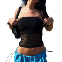 Top nero senza maniche da donna Top semitrasparente in poliestere Modello elegante e leggero 2