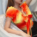 Top plisado mujer color naranja 5