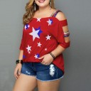Top plus size feminino com estrelas 2