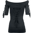 Top preto com recortes para mulheres 1