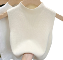 Top sin mangas de punto para mujer de poliéster y algodón Top de punto elegante de un solo color con escote redondo Talla universal 11