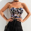 Top sin tirantes con estampado floral para mujer 1