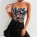 Top sin tirantes con estampado floral para mujer 3