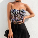 Top sin tirantes con estampado floral para mujer 4