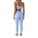 Top sportivo da donna con bordi a contrasto e cuciture decorative su spalline sottili con scollatura rotonda per yoga e fitness 19