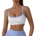 Top sportivo da donna con bordi a contrasto e cuciture decorative su spalline sottili con scollatura rotonda per yoga e fitness 16