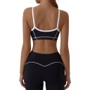 Top sportivo da donna con bordi a contrasto e cuciture decorative su spalline sottili con scollatura rotonda per yoga e fitness 17